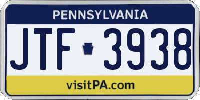 PA license plate JTF3938