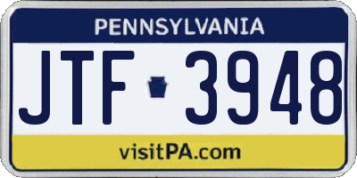 PA license plate JTF3948