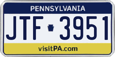 PA license plate JTF3951