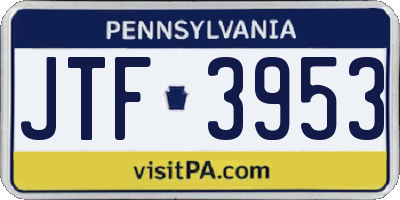 PA license plate JTF3953