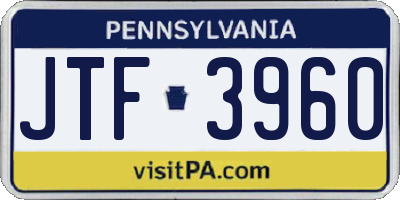 PA license plate JTF3960