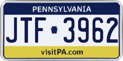 PA license plate JTF3962
