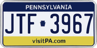 PA license plate JTF3967