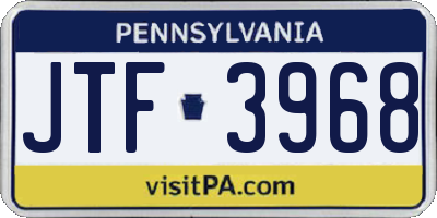 PA license plate JTF3968