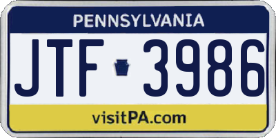 PA license plate JTF3986