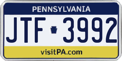 PA license plate JTF3992