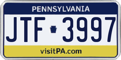 PA license plate JTF3997