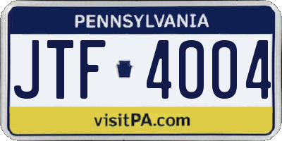 PA license plate JTF4004