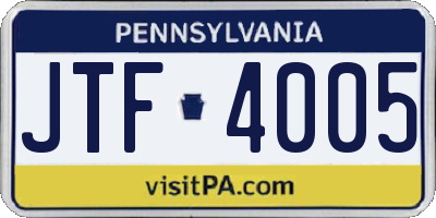 PA license plate JTF4005