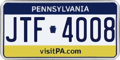 PA license plate JTF4008