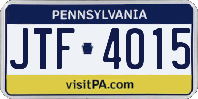 PA license plate JTF4015