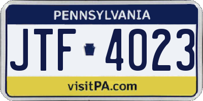 PA license plate JTF4023