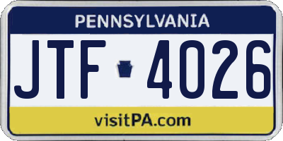 PA license plate JTF4026