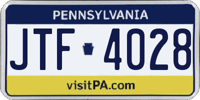 PA license plate JTF4028