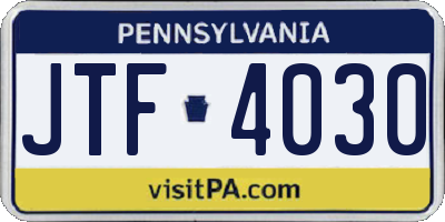 PA license plate JTF4030