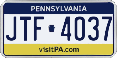 PA license plate JTF4037