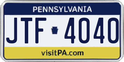 PA license plate JTF4040