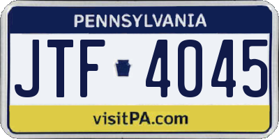 PA license plate JTF4045