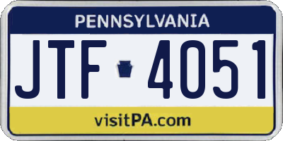 PA license plate JTF4051