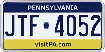 PA license plate JTF4052