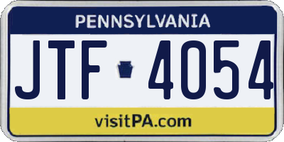 PA license plate JTF4054