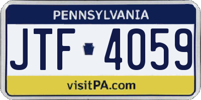 PA license plate JTF4059