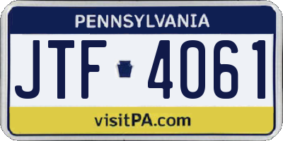PA license plate JTF4061