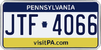 PA license plate JTF4066