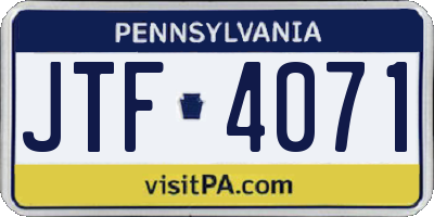 PA license plate JTF4071