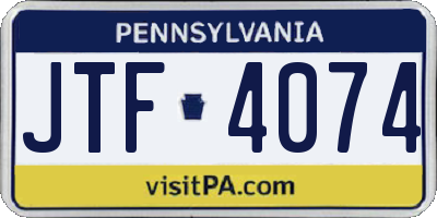 PA license plate JTF4074