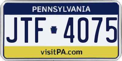 PA license plate JTF4075