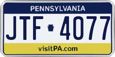 PA license plate JTF4077
