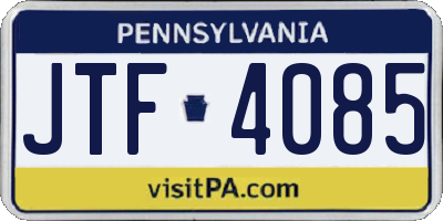 PA license plate JTF4085