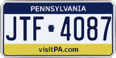 PA license plate JTF4087