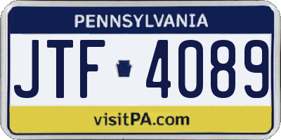 PA license plate JTF4089