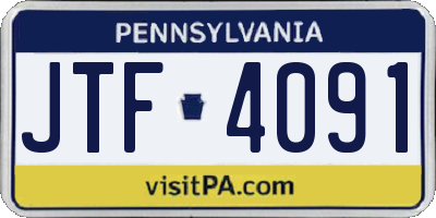 PA license plate JTF4091