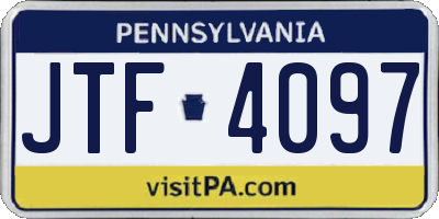PA license plate JTF4097