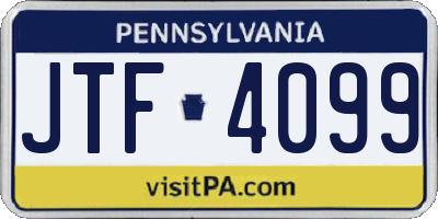 PA license plate JTF4099