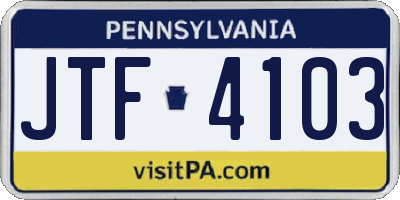 PA license plate JTF4103