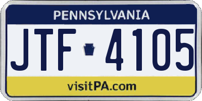 PA license plate JTF4105