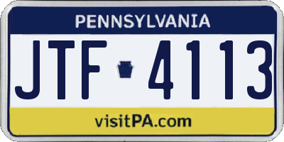 PA license plate JTF4113