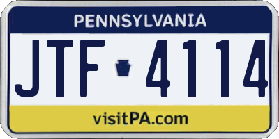 PA license plate JTF4114