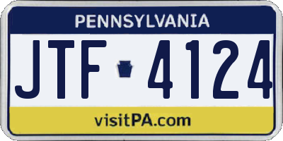 PA license plate JTF4124