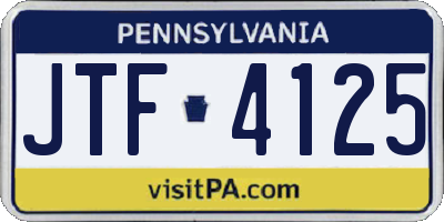 PA license plate JTF4125