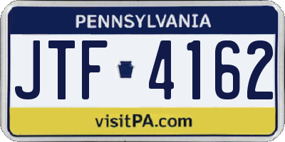 PA license plate JTF4162