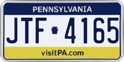 PA license plate JTF4165