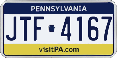 PA license plate JTF4167