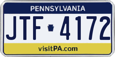 PA license plate JTF4172