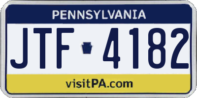 PA license plate JTF4182