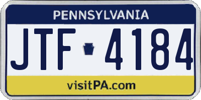 PA license plate JTF4184